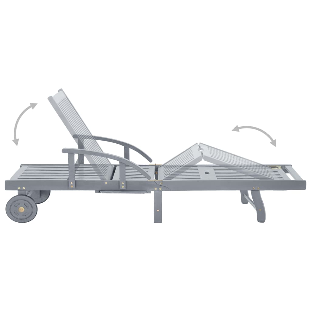 Lettino Prendisole da Giardino con Cuscino Massello di Acacia 3061339