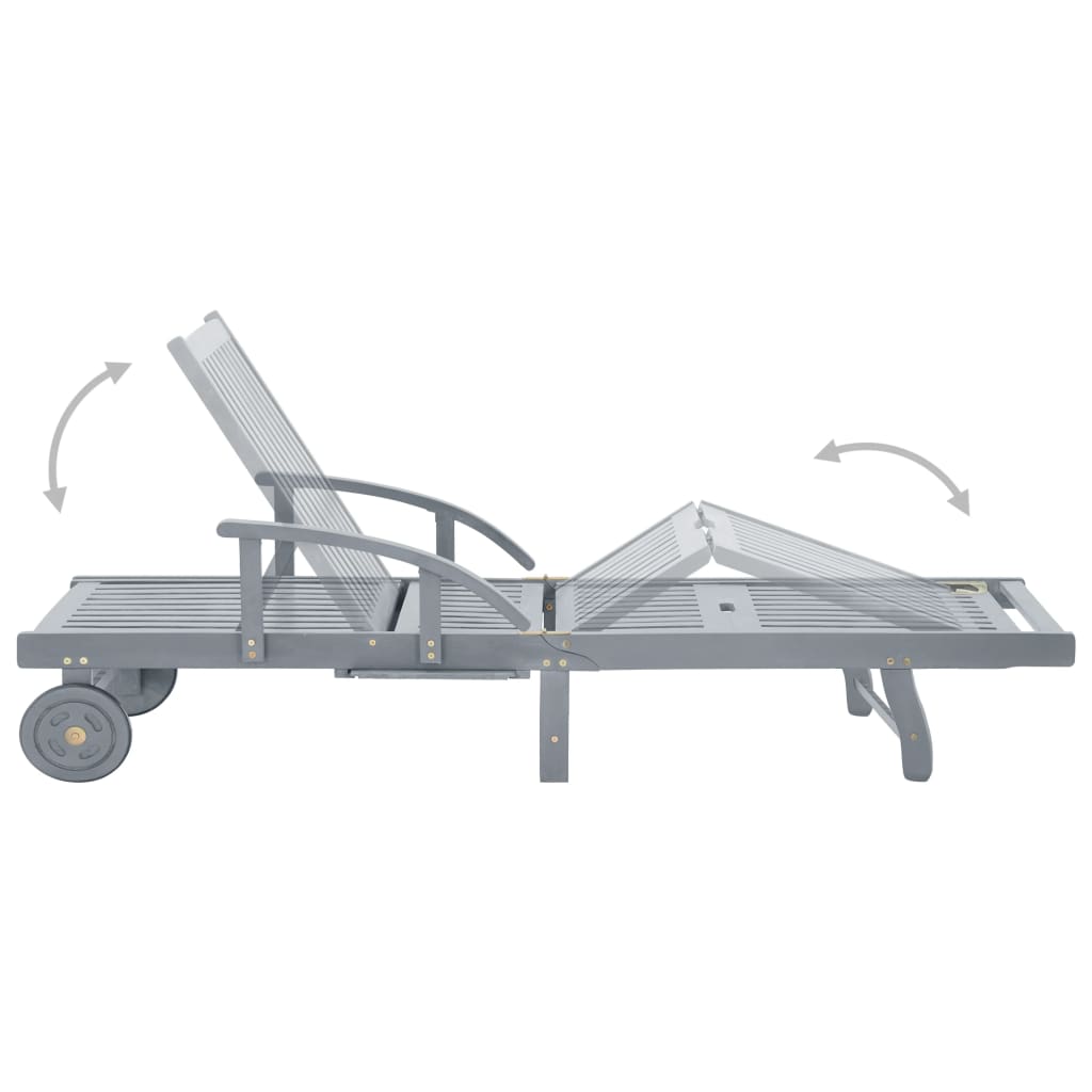 Lettino Prendisole da Giardino con Cuscino Massello di Acacia 3061343