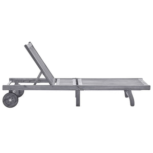 Sdraio sedia a sdraio lettino da giardino lettino da giardino terrazza mobili da esterno con cuscino grigio legno massello di acacia 02_0012485