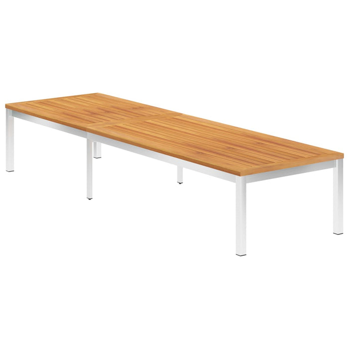 Sdraio con Cuscino in Legno Massello di Acacia e Acciaio Inox 3061465