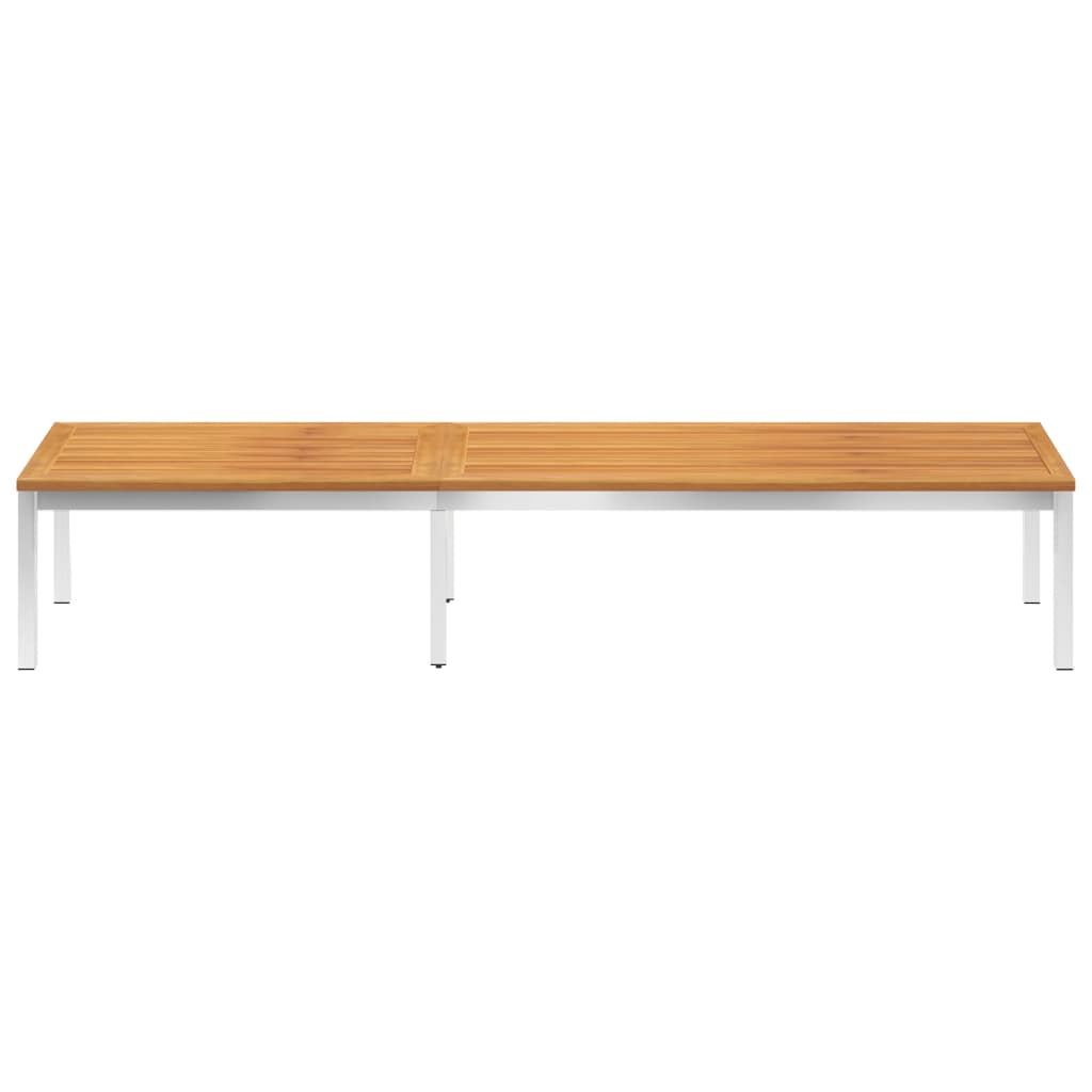 Sdraio con Cuscino in Legno Massello di Acacia e Acciaio Inox 3061465