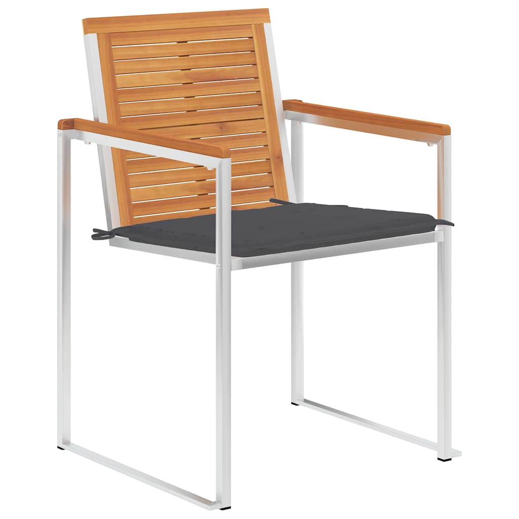 Sedie da Giardino 2 pz con Cuscini in Legno Acacia e Acciaio 3061488