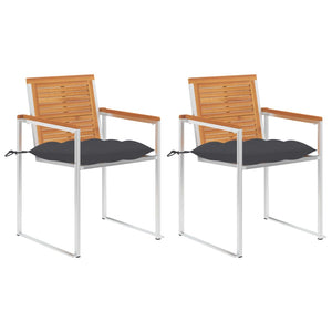 Sedie da Giardino 2 pz con Cuscini in Legno Acacia e Acciaio cod mxl 72317