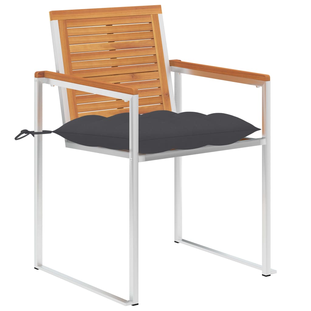 Sedie da Giardino 2 pz con Cuscini in Legno Acacia e Acciaio 3061503