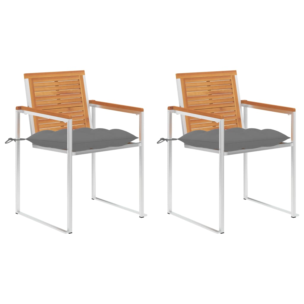 Sedie da Giardino 2 pz con Cuscini in Legno Acacia e Acciaio cod mxl 74514