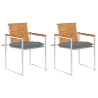 Sedie da Giardino 2 pz con Cuscini in Legno Acacia e Acciaio cod mxl 74514