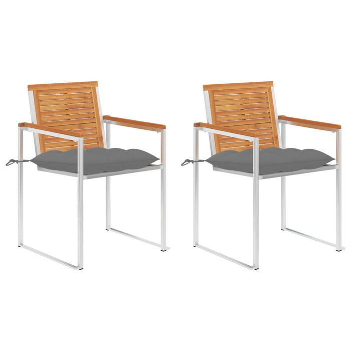 Sedie da Giardino 2 pz con Cuscini in Legno Acacia e Acciaio cod mxl 74514