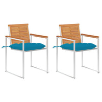 Sedie da Giardino 2 pz con Cuscini in Legno Acacia e Acciaio cod mxl 74523