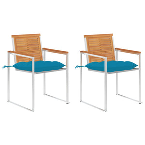 Sedie da Giardino 2 pz con Cuscini in Legno Acacia e Acciaio cod mxl 74523