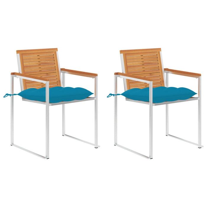 Sedie da Giardino 2 pz con Cuscini in Legno Acacia e Acciaio cod mxl 74523