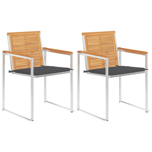 Sedie da Giardino 2 pz con Cuscini in Legno di Teak e Acciaio cod mxl 7948