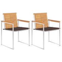 Sedie da Giardino 2 pz con Cuscini in Legno di Teak e Acciaio cod mxl 7955