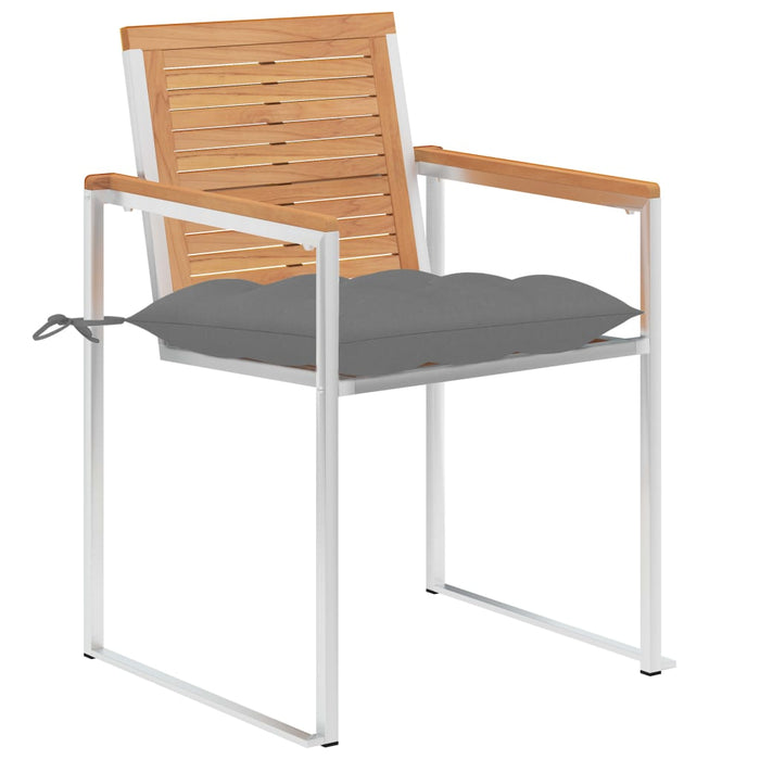 Sedie da Giardino 2 pz con Cuscini in Legno di Teak e Acciaio cod mxl 24295