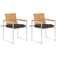 Sedie da Giardino 2 pz con Cuscini in Legno di Teak e Acciaio cod mxl 6770