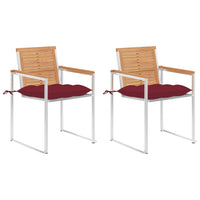 Sedie da Giardino 2 pz con Cuscini in Legno di Teak e Acciaio cod mxl 44472