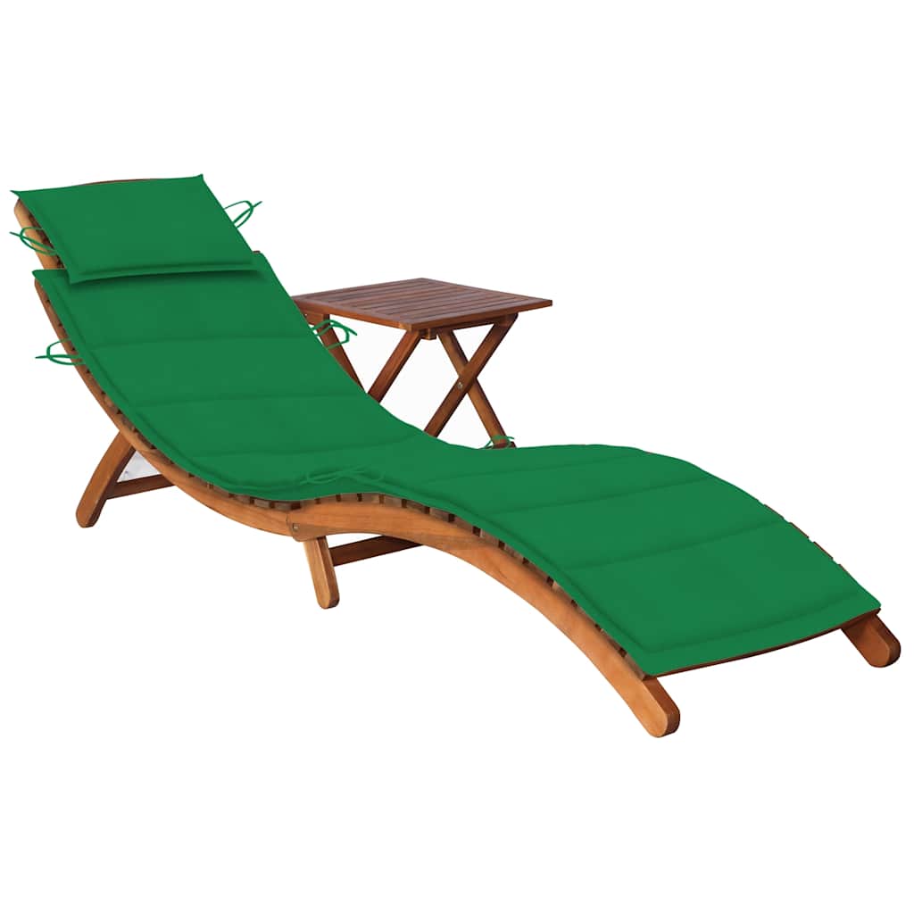 Sdraio da Giardino con Cuscino e Tavolo in Massello di Acacia cod mxl 7728