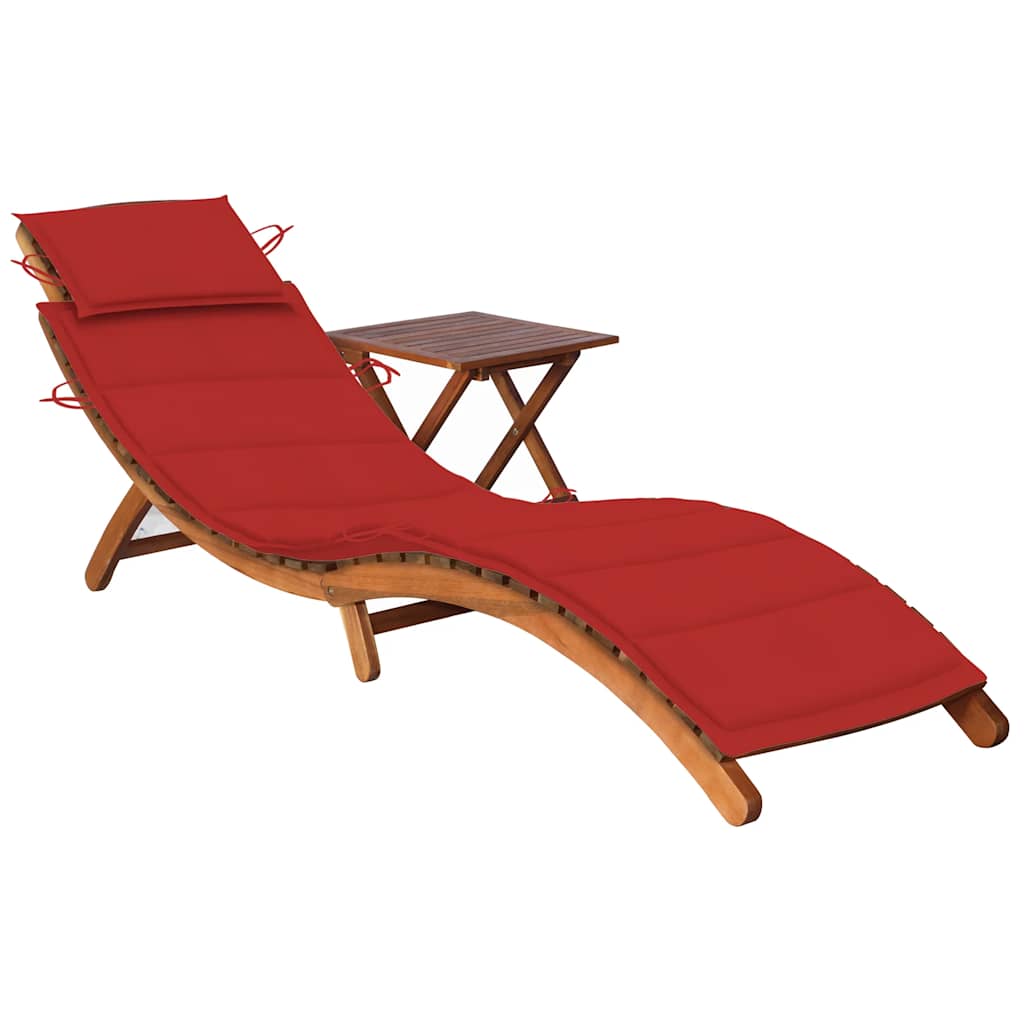 Sdraio da Giardino con Cuscino e Tavolo in Massello di Acacia cod mxl 75560