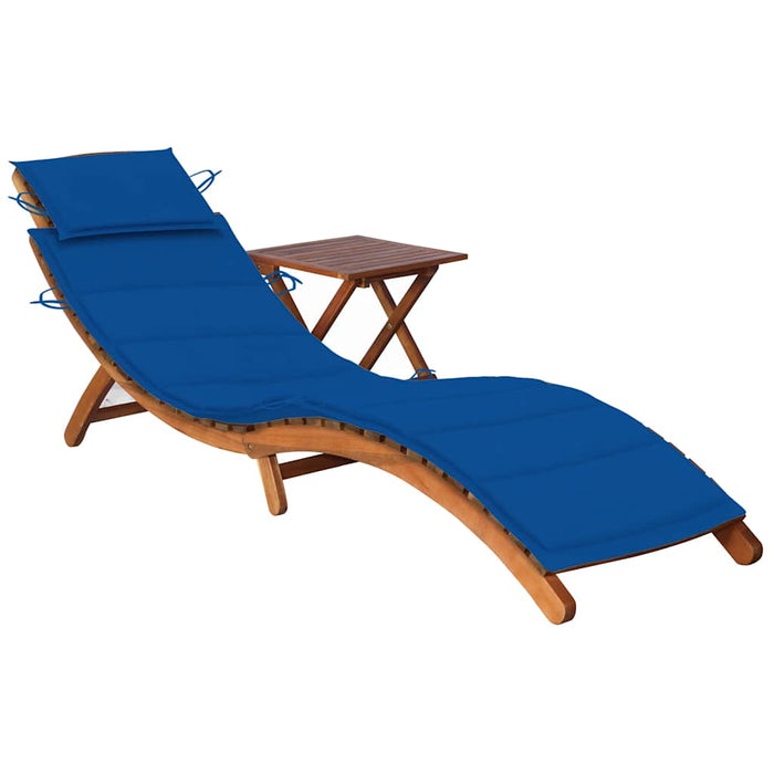 Sdraio da Giardino con Cuscino e Tavolo in Massello di Acacia cod mxl 72059