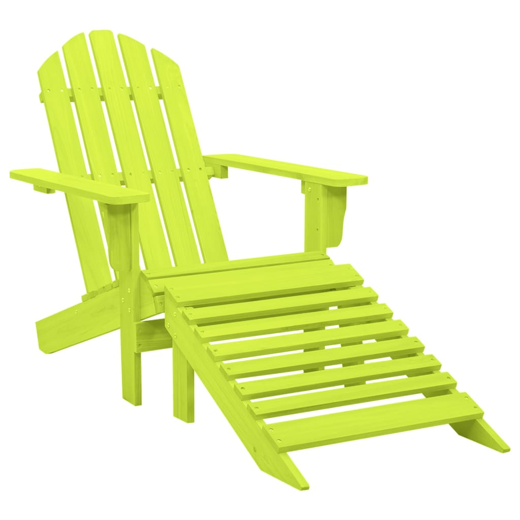 Sedia Giardino Adirondack con Ottomana Massello di Abete Verde cod mxl 12174