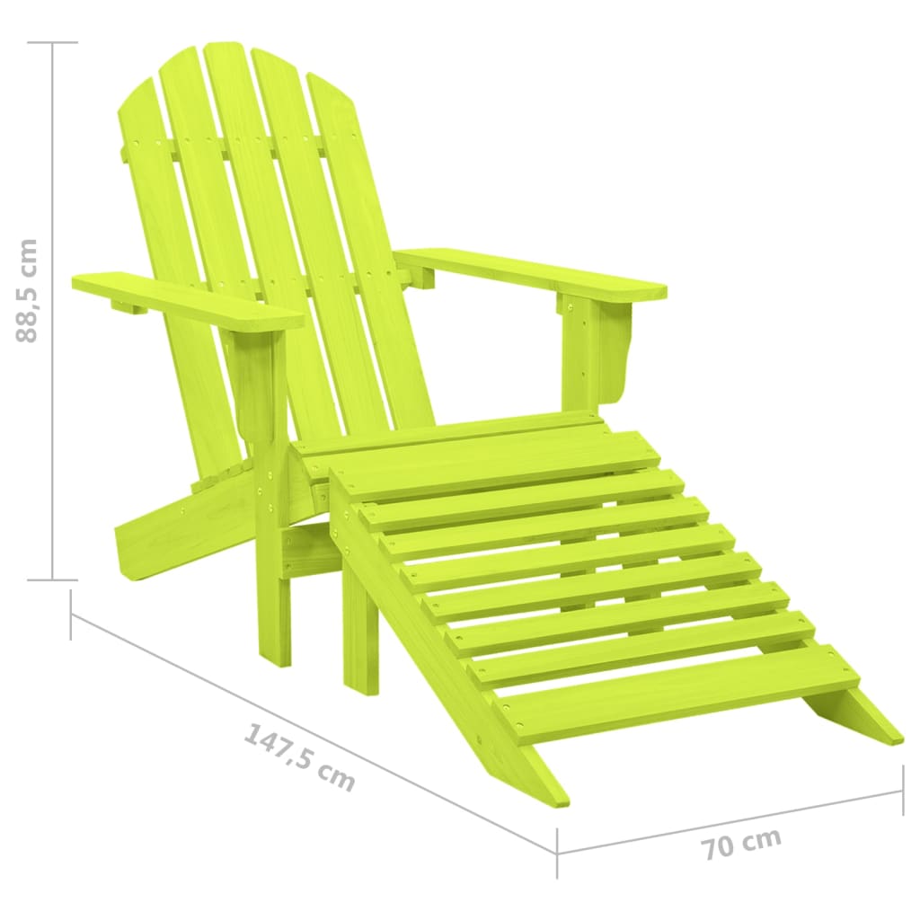 Sedia Giardino Adirondack con Ottomana Massello di Abete Verde cod mxl 12174