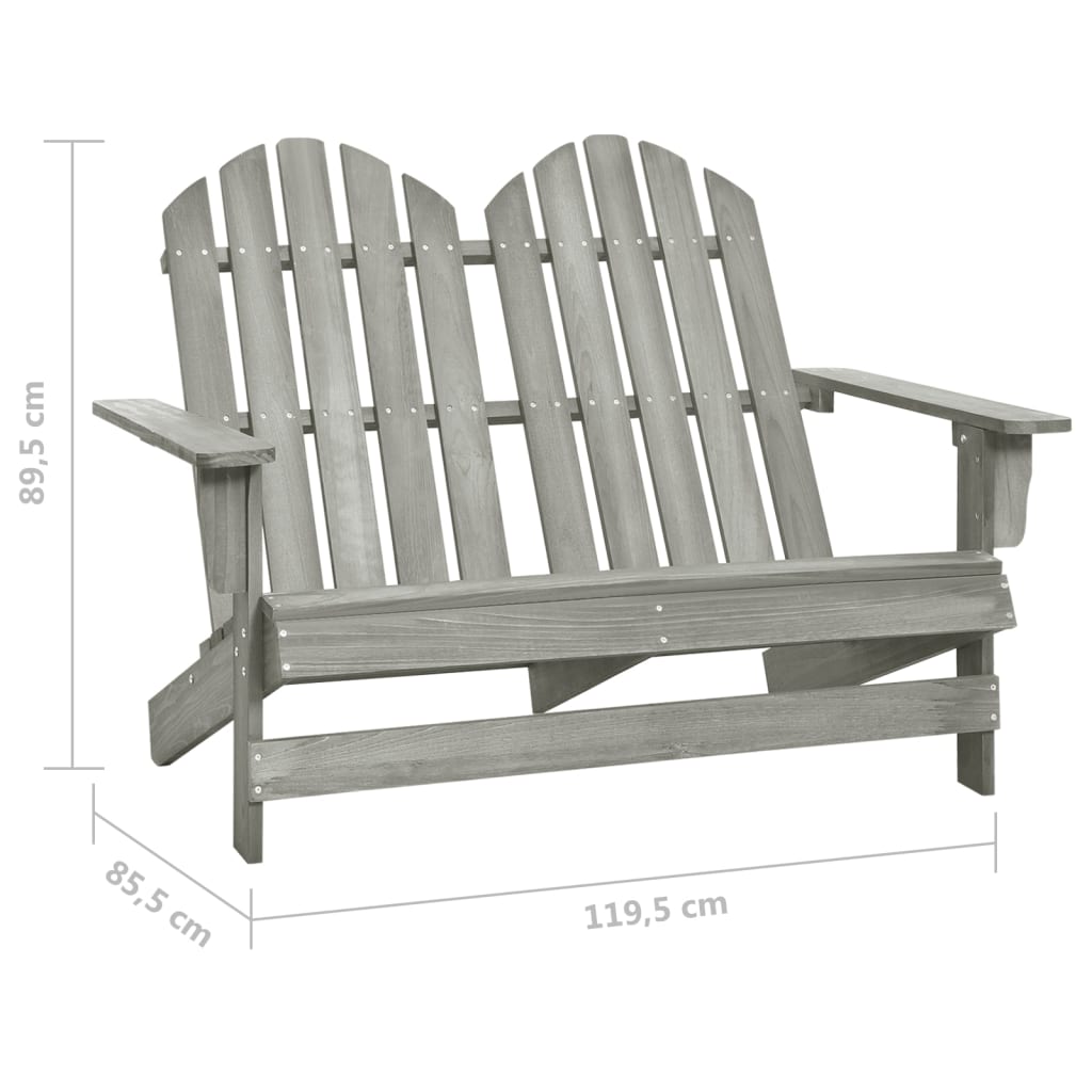 Sedia da Giardino Adirondack a 2 Posti in Legno di Abete Grigia 315900