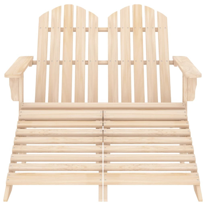 Sedia da Giardino a 2 Posti con Pouf in Legno di Abete 315912