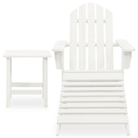 Sedia Adirondack con Ottomana e Tavolo in Abete Massello Bianco 315929