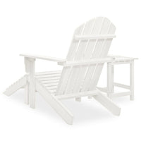 Sedia Adirondack con Ottomana e Tavolo in Abete Massello Bianco 315929