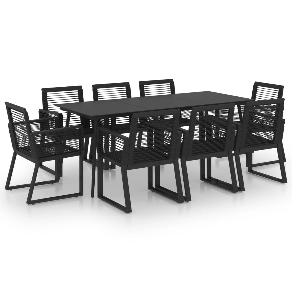 Set da Pranzo da Giardino 9 pz in Rattan PVC Nero 3060218
