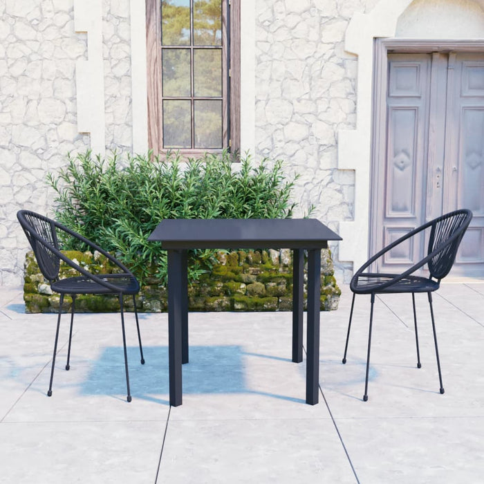 Set da Pranzo da Giardino 3 pz in Rattan PVC Nero 3060225