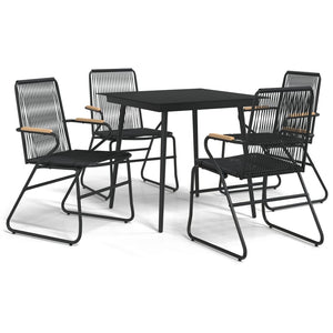 Set da Pranzo da Giardino 5 pz Nero in Rattan PVC 3060268