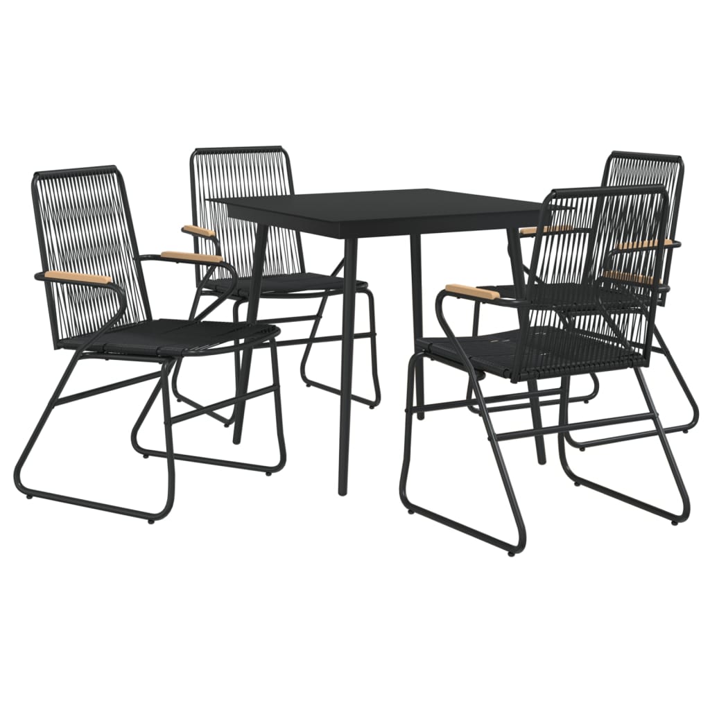Set da Pranzo da Giardino 5 pz Nero in Rattan PVCcod mxl 96472