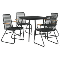 Set da Pranzo da Giardino 5 pz Nero in Rattan PVC 3060268
