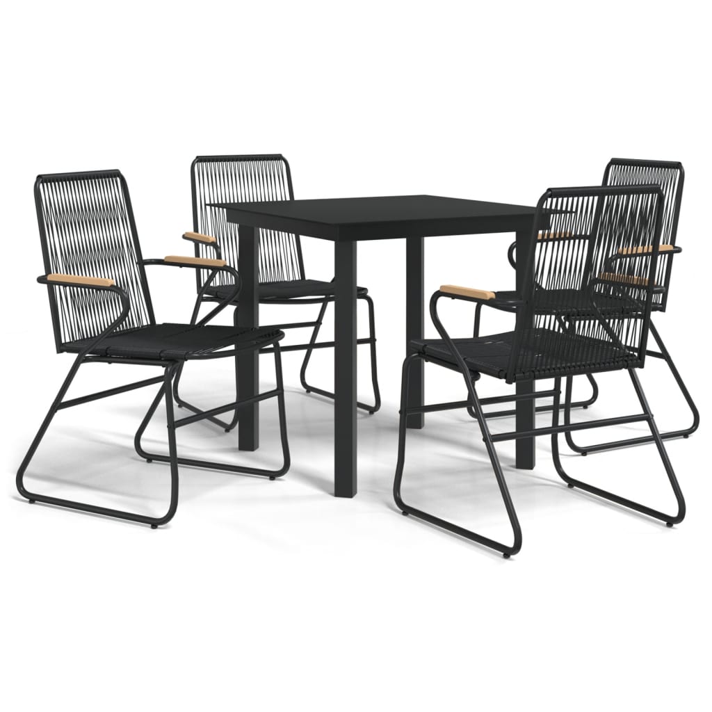 Set da Pranzo da Giardino 5 pz Nero in Rattan PVC 3060274