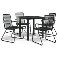 Set da Pranzo da Giardino 5 pz Nero in Rattan PVC 3060274