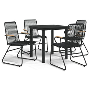 Set da Pranzo da Giardino 5 pz Nero in Rattan PVC 3060274