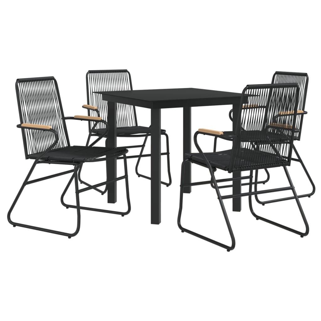 Set da Pranzo da Giardino 5 pz Nero in Rattan PVC 3060274