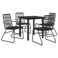 Set da Pranzo da Giardino 5 pz Nero in Rattan PVC 3060274
