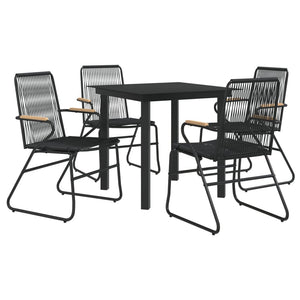 Set da Pranzo da Giardino 5 pz Nero in Rattan PVC 3060274