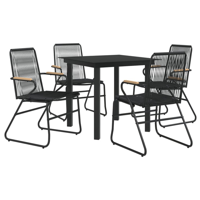 Set da Pranzo da Giardino 5 pz Nero in Rattan PVC 3060274