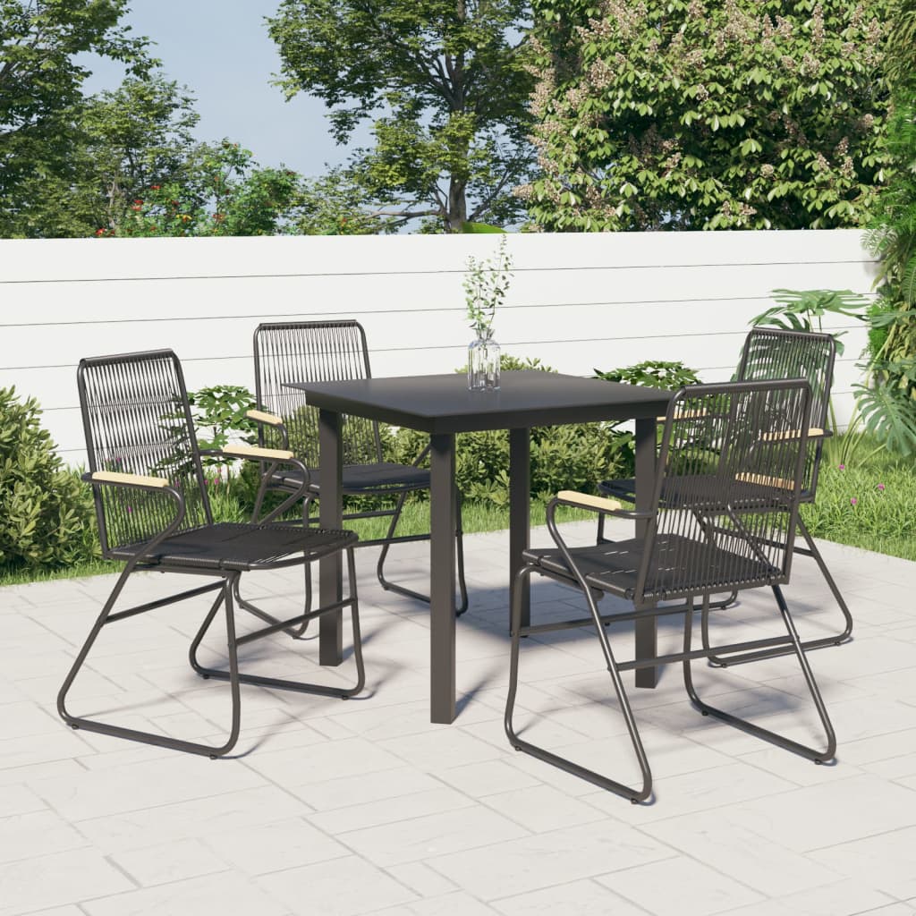 Set da Pranzo da Giardino 5 pz Nero in Rattan PVC 3060274
