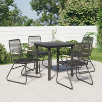 Set da Pranzo da Giardino 5 pz Nero in Rattan PVC 3060274