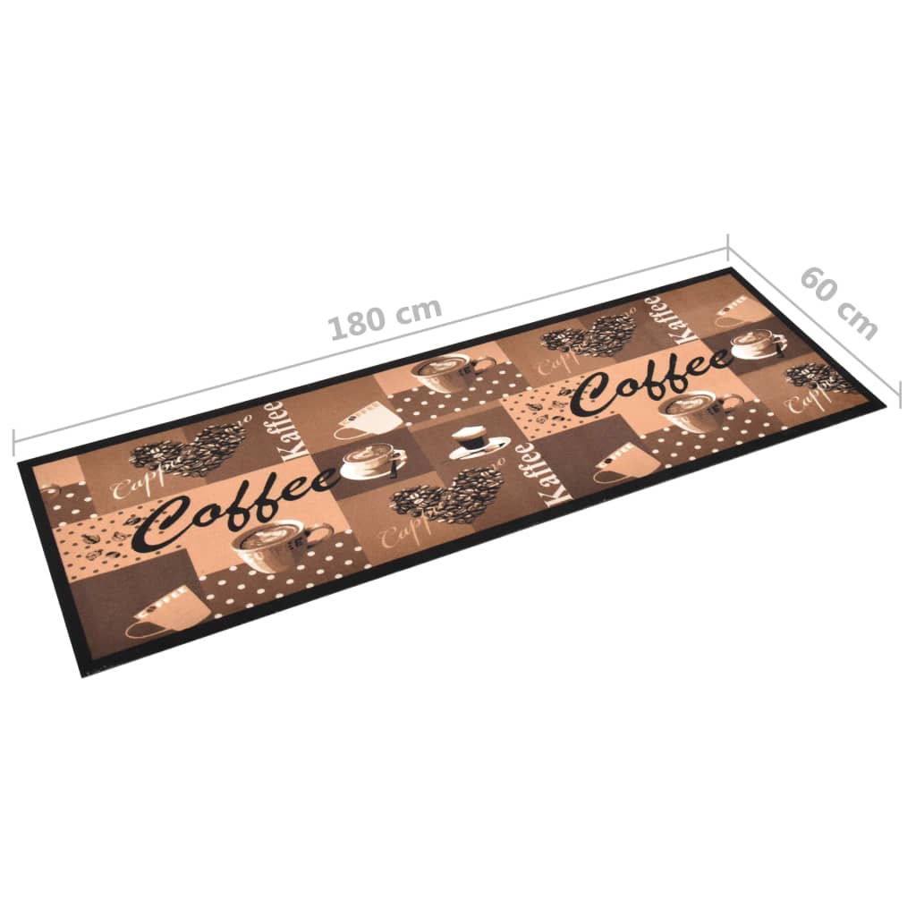 Tappetino da Cucina Lavabile Caffè Marrone 60x180 cm 315971