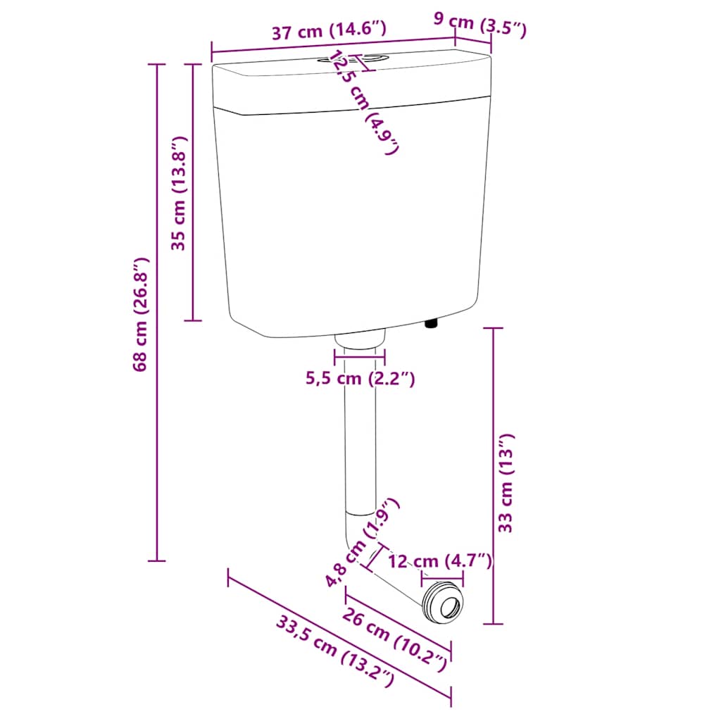 Sciacquone WC con Ingresso Acqua dal Basso 3/6 L Rosa Salmone 148009