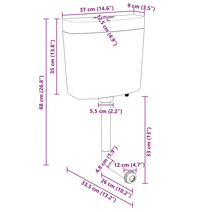Sciacquone WC con Ingresso Acqua dal Basso 3/6 L Nero 148012