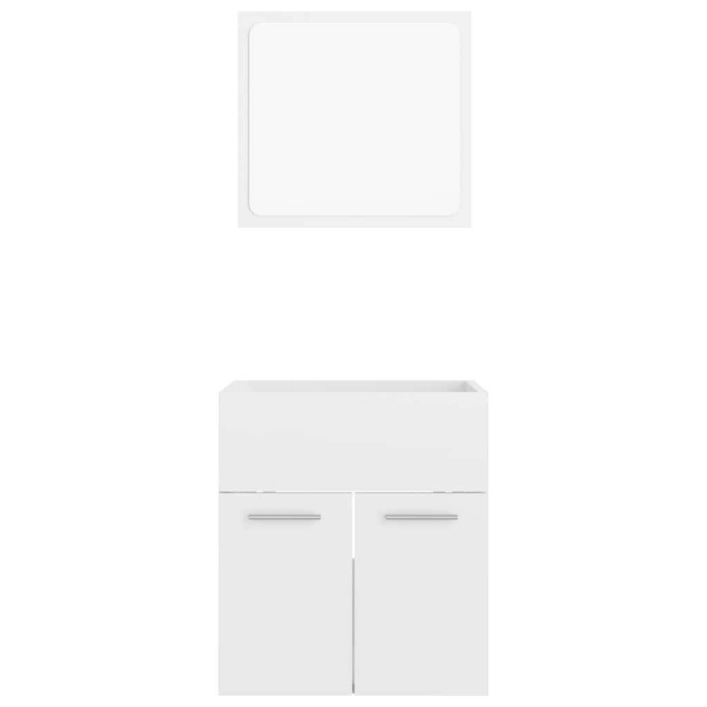 Set Mobili da Bagno 2 pz Bianco Lucido in Legno Multistrato 804779