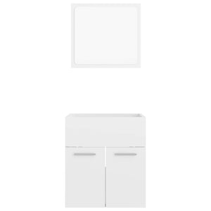 Set Mobili da Bagno 2 pz Bianco Lucido in Legno Multistrato 804779