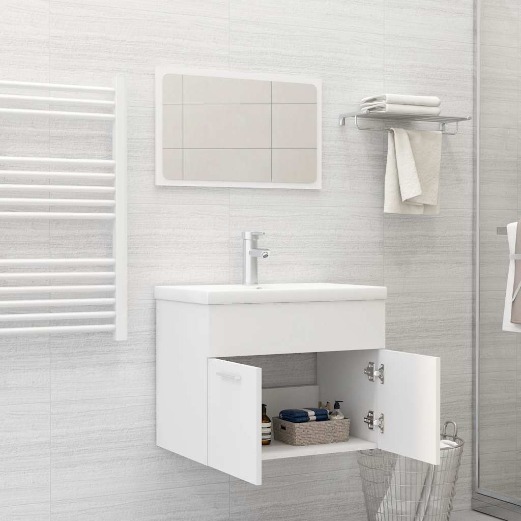 Set Mobili da Bagno 2 pz Bianco in Truciolato cod mxl 53122
