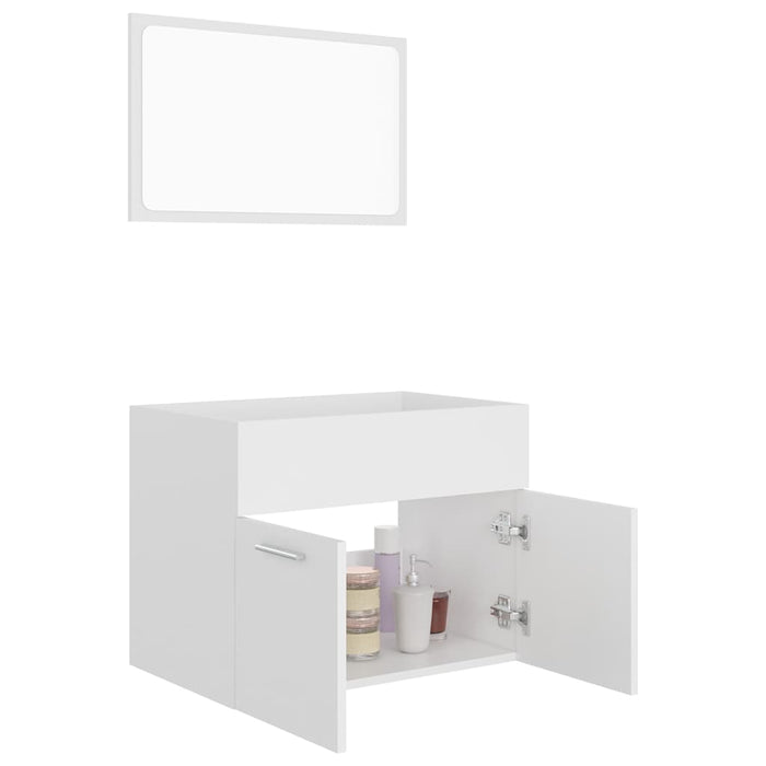 Set Mobili da Bagno 2 pz Bianco in Legno Multistrato 804782