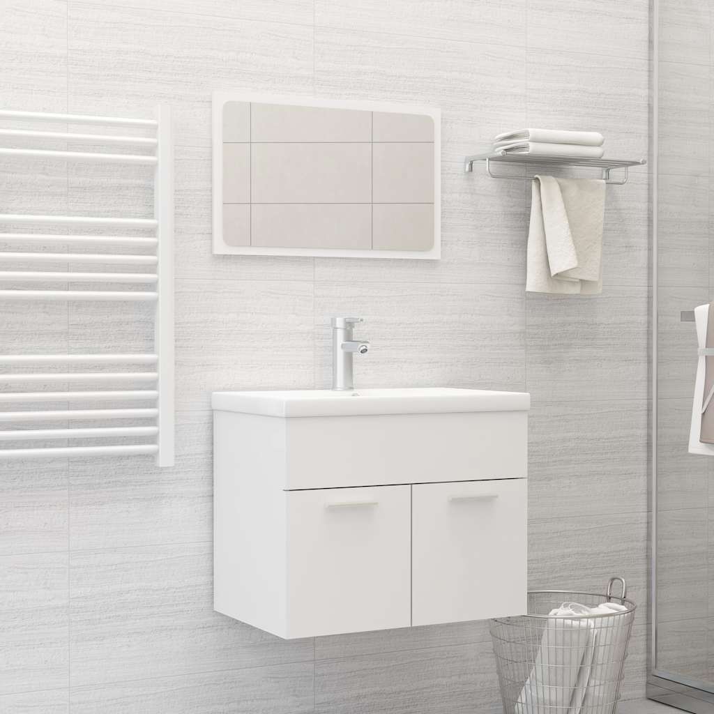 Set Mobili da Bagno 2 pz Bianco in Truciolato cod mxl 53122